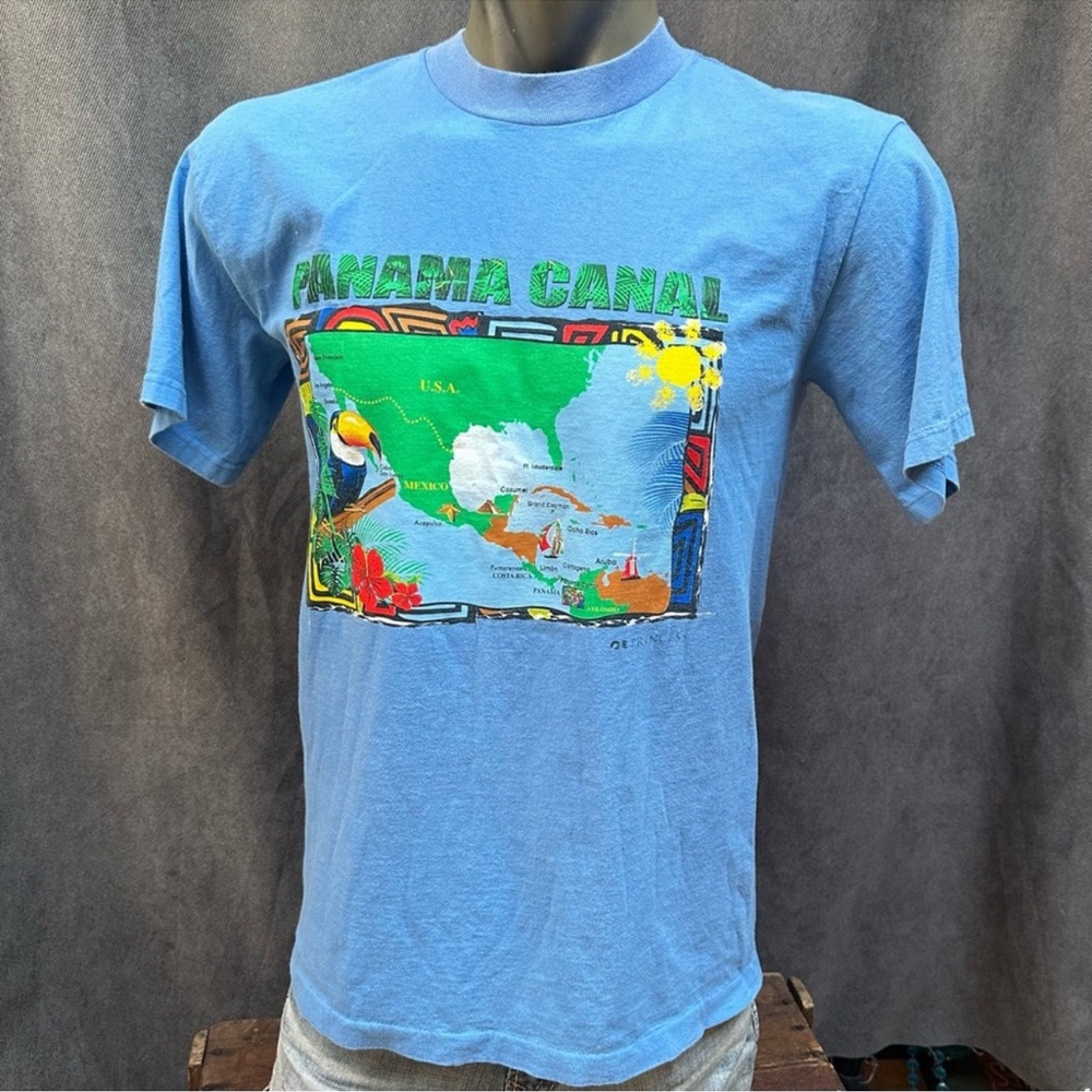 Vintage Princess Cruise lines Panama Canal map souvenir T-shirt large